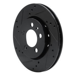 Audi TT Quattro Brake Rotor (1) - Rear Left - R1 Concepts - Drilled & Slotted - Black - `00-`06